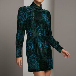 $438 RONNY KOBO Gwen velvet leopard print dress